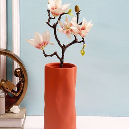 TAYHAA Orange Hand-Crafted Candle Shape Ceramic Vase-image-10