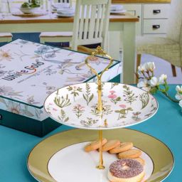 White Gold White & Gold Porcelain Two Layer Dessert Platter-image-6