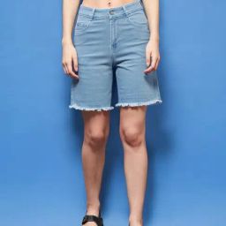 Miss Chase Blue Regular Fit Shorts-image-54