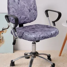 Cortina Set Of 6 Purple & Navy Blue Printed Chair Covers-21