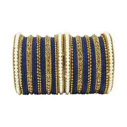CHRISHAN Set Of 32 Stone-Studded & Fabric Bangles-6