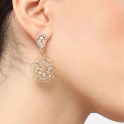 Sohi Silver Plated Designer Stone Party Drop Earrings image 2