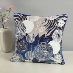 India Circus Blue Canvas Discoid Azure Duck Cushion Cover-image-73