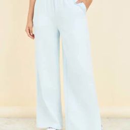 Styli Blue Cotton Flared Pants-image-27