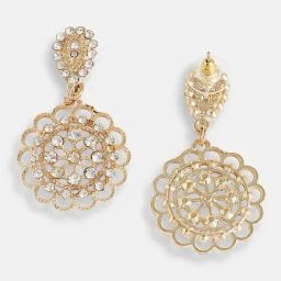 Sohi Silver Plated Designer Stone Party Drop Earrings image 4