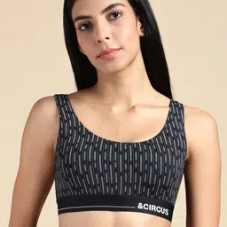 &CIRCUS Printed High Coverage Non-Padded Non Wired Moisture Wicking MicroModal Lounge Bra-11