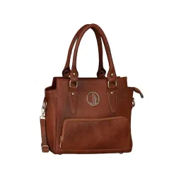 HiLEDER Women Tan Genuine Leather Satchel Bag with Detachable Strap (M)-picture-0