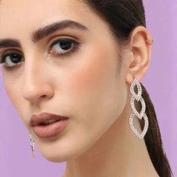 Sohi Silver Plated Designer Stone Party Dangler Earrings-33