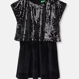 United Colors of Benetton Black Polyester Regular Embellished Dress-image-48