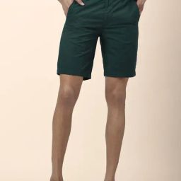 Byford By Pantaloons Dark Green Cotton Slim Fit Shorts-picture-0