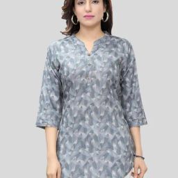 Saree Swarg Grey Printed A Line Short Kurti-21