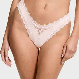 Victoria's Secret Floral Self Design Laced Low-Rise Bikini Briefs-image-63