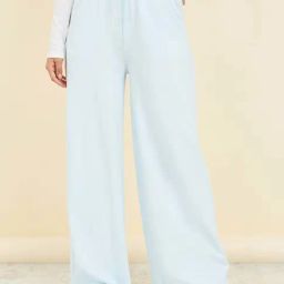 Styli Blue Cotton Flared Pants-image-96