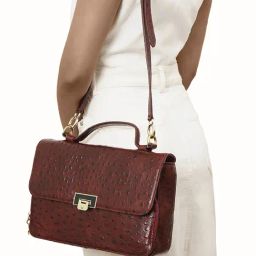 Hidesign Red Textured Medium Sling Handbag-21