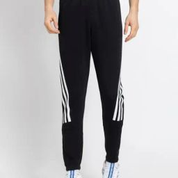 Adidas Black Regular Fit Striped Trackpants-11