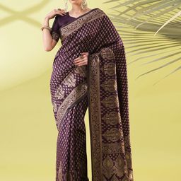 VILLAGIUS Women Ethnic Woven Design Zari Kanjeevaram Saree-image-30