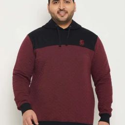 bigbanana Maroon Regular Fit Cotton Plus Size Hooded Sweatshirt-picture-43