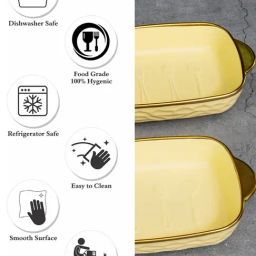 ROXX Yellow Porcelain Rectangle Platter - Set of 2 image 5