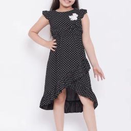 StyloBug Girls Black Cotton Printed Dress-image-55