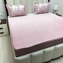 Pure Decor Pink & White Printed Pure Cotton 500 TC King Bedsheet Set2.74 m x 2.74 m-image-12