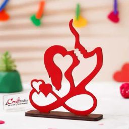 eCraftIndia Red Wooden Romantic Couple Decorative Showpiece-image-45