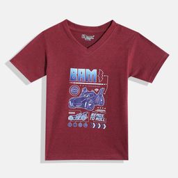 Eteenz Kids Boys Blaze Printed V-Neck T-Shirt-image-94