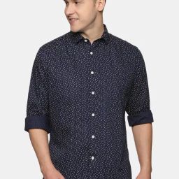 Don Vino Navy Slim Fit Printed Shirt-image-38
