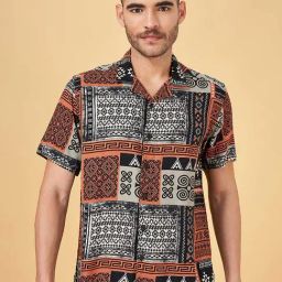 People by Pantaloons Black Slim Fit Printed Shirt-image-81