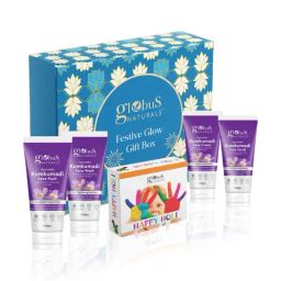 Globus Naturals Pre & Post Holi Ritual Herbal Kumkumadi skin care Gift Box, Set of 4-6