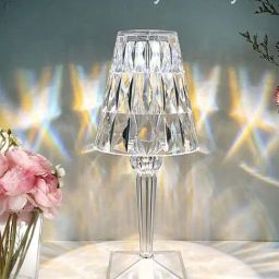 Homesake Clear Plastic 16 Color Changing Crystal Lampshade Table Lamp with Remote Control image 3