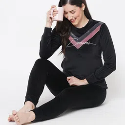 Sweet Dreams Women Black Solid Tracksuit-image-38