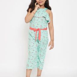 StyloBug Girls Green Printed Jumpsuit-image-95