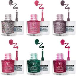 FORFOR Set of 6 Long Lasting Quick Dry Glitter Nail Polish - 5 ml each-8