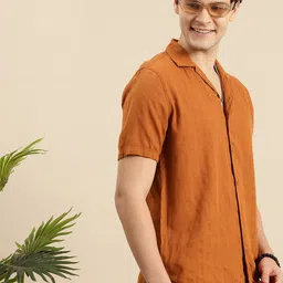 Mast & Harbour Pure Cotton Self Striped Shirt-picture-37