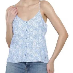 CALVIN KLEIN Floral AOP Dusk Blue Patchwork Top-image-14