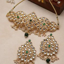 Panash Gold Plated Kundan Stone Studded Choker Jewellery Set-94