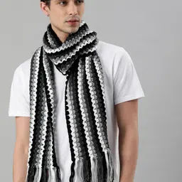 Magic Needles Unisex Grey & Black Scarf-7