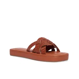 ERIDANI Textured Slip-On Open Toe Flats image 4