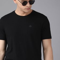 Arrow Men Black Solid Pure Cotton T-shirt-image-41