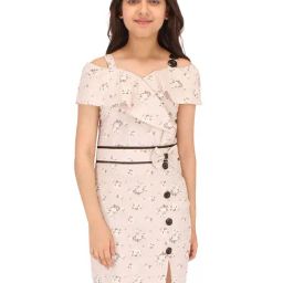 Cutecumber Kids Beige Floral Print Dress-image-47
