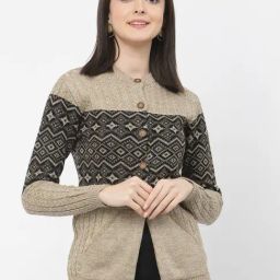 Kalt Beige Printed Cardigan-47