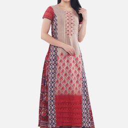 Be Indi Women Beige Embroidered Maxi Dress-image-63