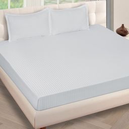 ROMEE Grey Striped 250 TC Cotton 1 King Bedsheet with 2 Pillow Covers-47