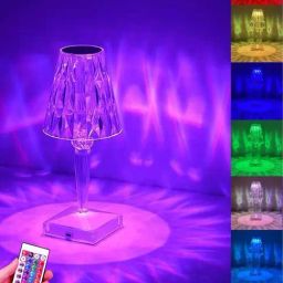 Homesake Clear Plastic 16 Color Changing Crystal Lampshade Table Lamp with Remote Control image 5
