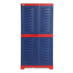 SUPREME Storage Cabinet Paneled Hinged 2 Doors 4 Shelves 590x1230x375 mm, Red & Blue-76