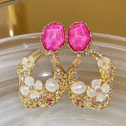 SZN Korean Artificial Stones & Beads Contemporary Drop Earrings-91