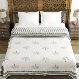 Myntra Elegant Homes Grey & White Ethnic Motifs AC Room 150 GSM Double Bed Dohar-picture-22