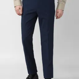 Van Heusen Navy Slim Fit Checks Trousers-image-93