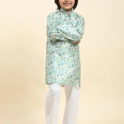 Pro-Ethic Style Developer Kids Green & White Printed Full Sleeves Kurta with Pyjamas-picture-10