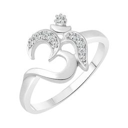 Vighnaharta Rhodium-Plated CZ-Studded Manokaya Om Finger Ring-18